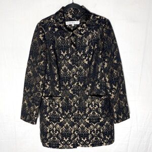 Cleo Nude Black Lace Print Lightweight Overcoat M